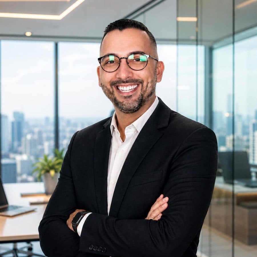 Mateus Salomão em ambiente corporativo